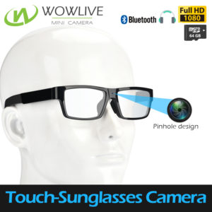 Wearable 1080P bluetooth sunglasses hidden camera with one-touch recording